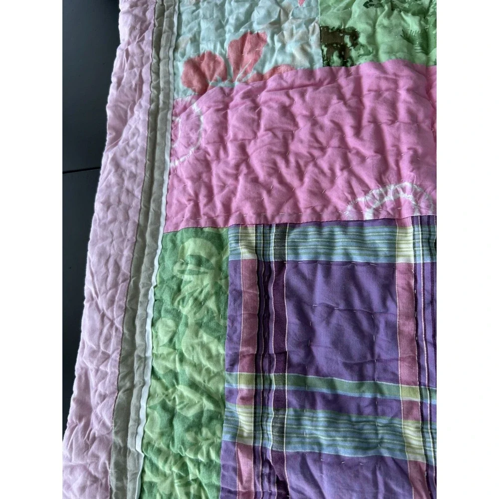 PB Teen Euro Sham Quilted Pastel Florals And Stripes European Pillow Sham